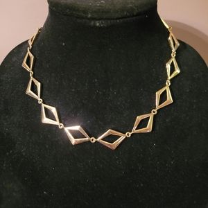 Brand New Goldtone Vintage Necklace Diamond Shapes 18 in.